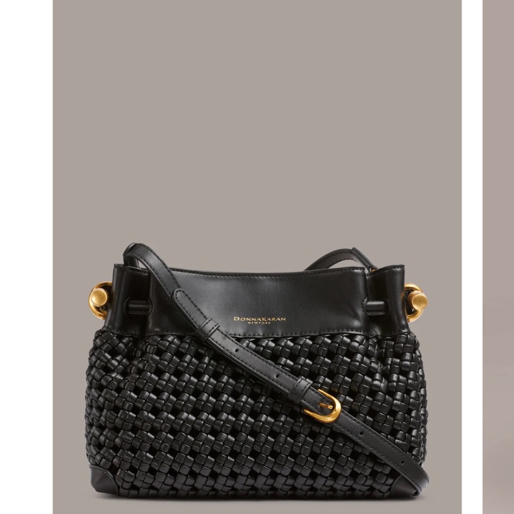 Donna Karan Black Woven Leather Bag